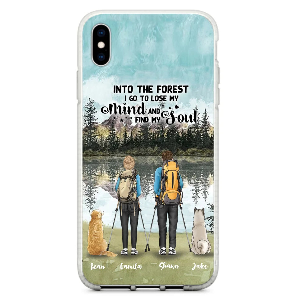 Custom Personalized Hiking Couple With Dogs Phone Case - Couple With Upto 2 Pets - Case For iPhone and Samsung - Q67GXN