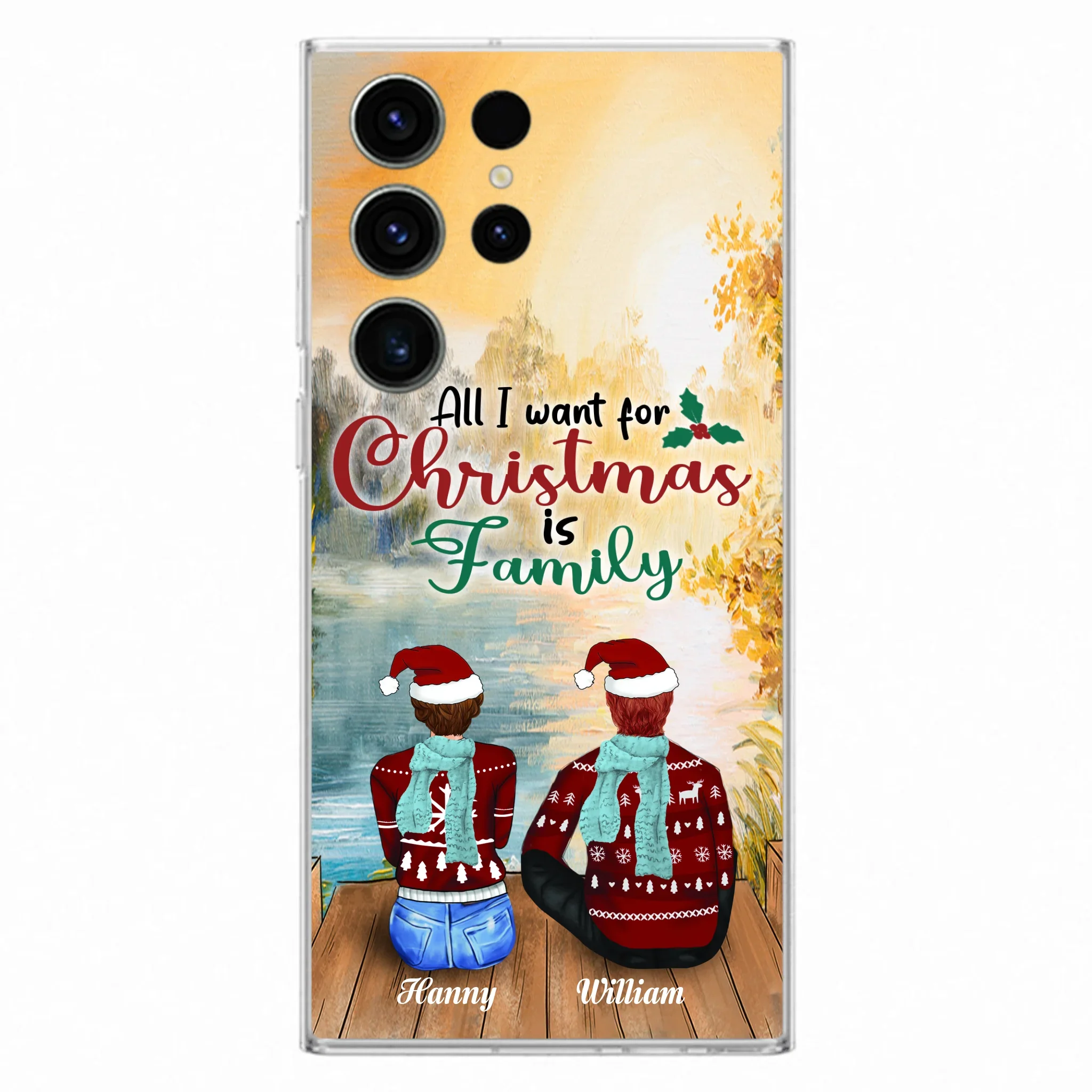 Custom Personalized Family Phone Case - Couple/ Parents With Upto 3 Kids, 3 Pets - Gift For Family - Case For iPhone And Samsung